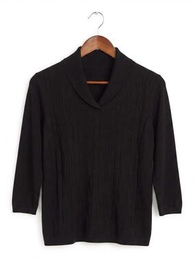 ALIA Petites Black Super Soft cableknit Sweater LARGE